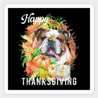 English Bulldog Dog Owner Thanksgiving Celebration Harvest Theme Magnet